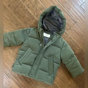 Zara Baby Dark Green Puffer Toddler Jacket Size 18/24m